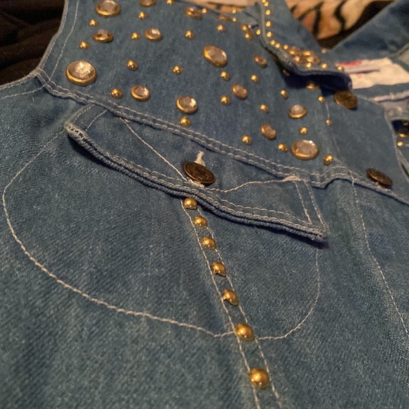 COPY - Vintage Denim Rhinestone Vest - Picture 3 of 4